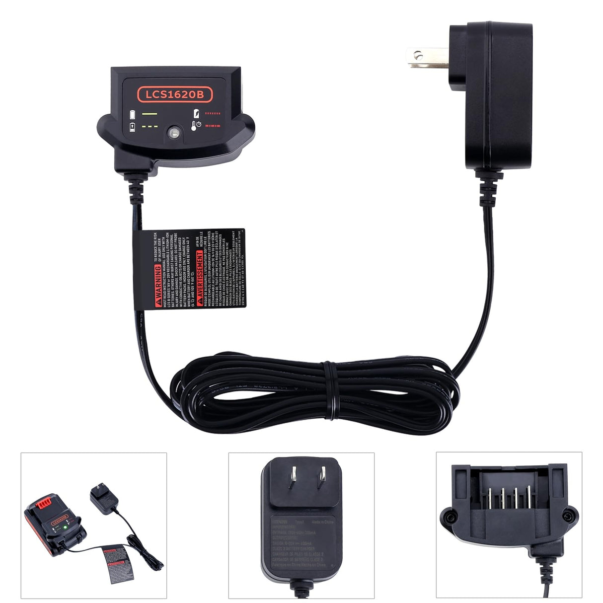 LCS1620B Compatible with Black and Decker 20V Lithium Battery Charger, Compatible with Black & Decker 12V 20V Battery LBXR20 LBXR20-OPE LBX4020 LB2X4020 ELEFLY