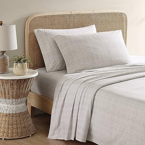 Tommy Bahama - King Sheets, Washed Percale Cotton Bedding Set, Soft & Breathable Bedroom Decor with Deep Pockets (Raffia Linen Beige, King) Tommy Bahama
