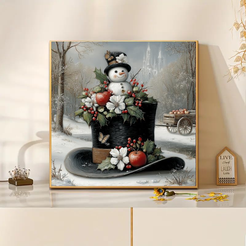 Christmas Diamond Art Kits for Adults,Snowman Diamond Painting Kits for Adult - 5D DIY Full Drill Diamonds Craft Kits for Home Wall Decor 14x 14inch WoodArtSupply