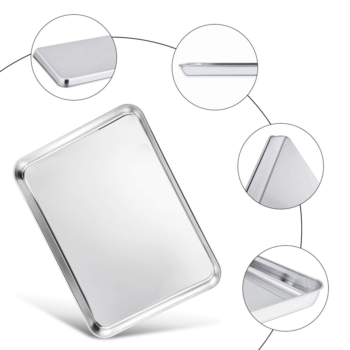 TeamFar Baking Sheet, 20’’×14’’×1’’, Cookie Sheet Half Sheet Baking Pans Stainless Steel, Non Toxic & Healthy, Heavy Duty & Thick Gauge, Mirror Finish & Dishwasher Safe - 2 Piece TeamFar