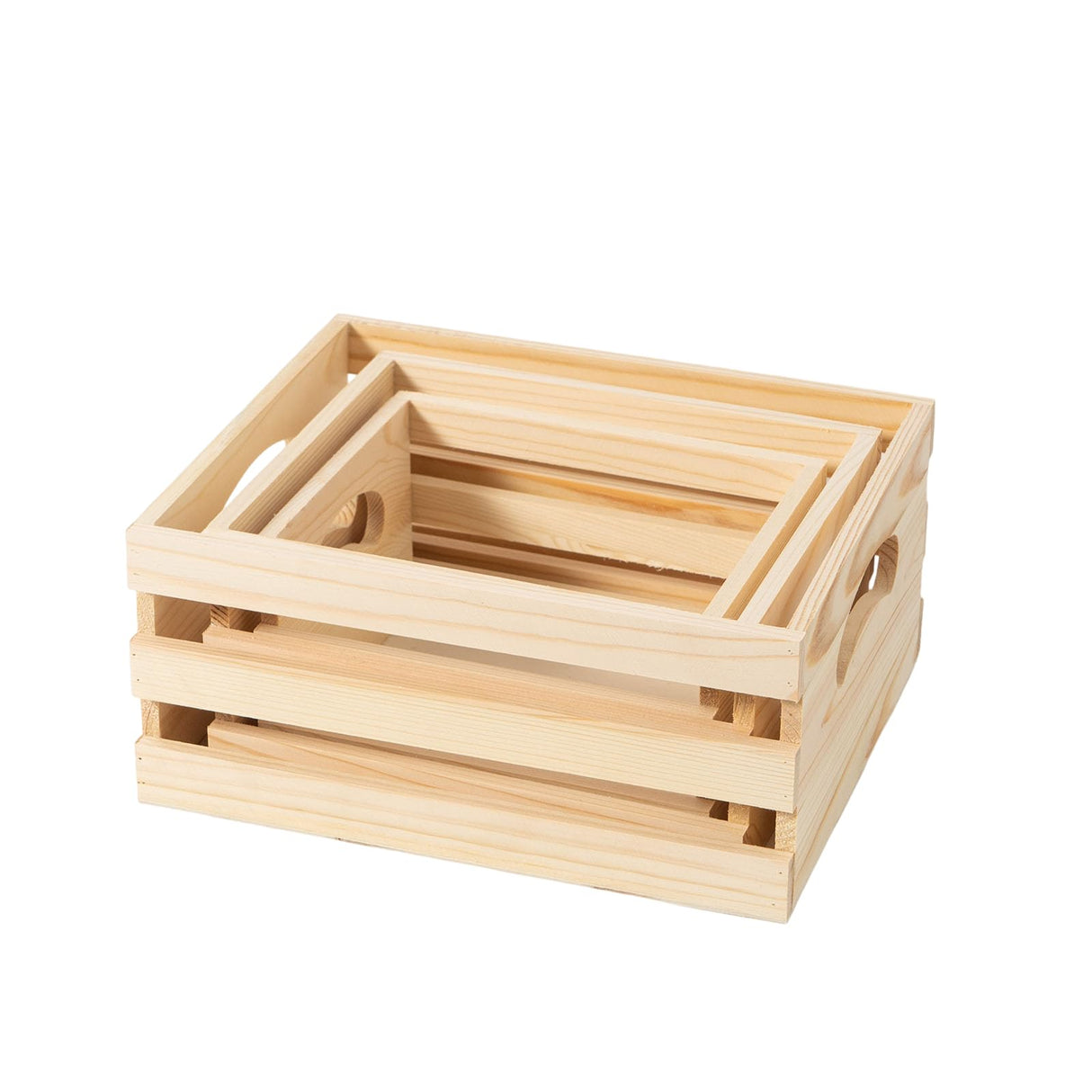 Xhqsulsclac Set of 3 Rustic Wooden Nesting Crates with Handles, Decorative Wood Crates, Crate Box Wooden Storage Box for Kitchen, Office, Bedroom, Closet, Rustic Country Decor Xhqsulsclac
