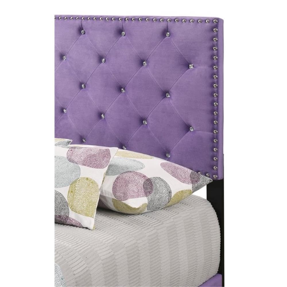 Glory Furniture Suffolk Velvet Upholstered Twin Bed in Purple Glory Furniture