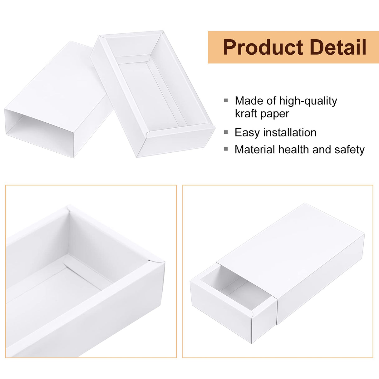 Zonon 30 Pieces Kraft Paper Drawer Box, Mini Crafts Cardboard Present Boxes for Business and Soap Jewelry Candy Weeding Party Favors Present Packaging Boxes (White) Zonon