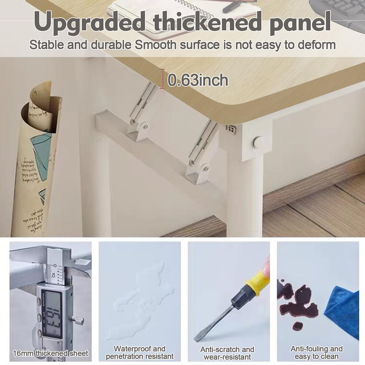 XUEGW Computer Desk Study Table No Assembly Required, Writing Computer Desk Space Saving Foldable Table Simple… XUEGW