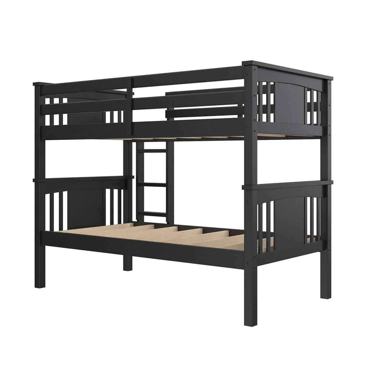 DHP Dylan Twin Over Twin Bunk Bed, Espresso, Sturdy Wood Construction, Converts to 2 Twin Beds, Guard Rails, Step Ladder DHP
