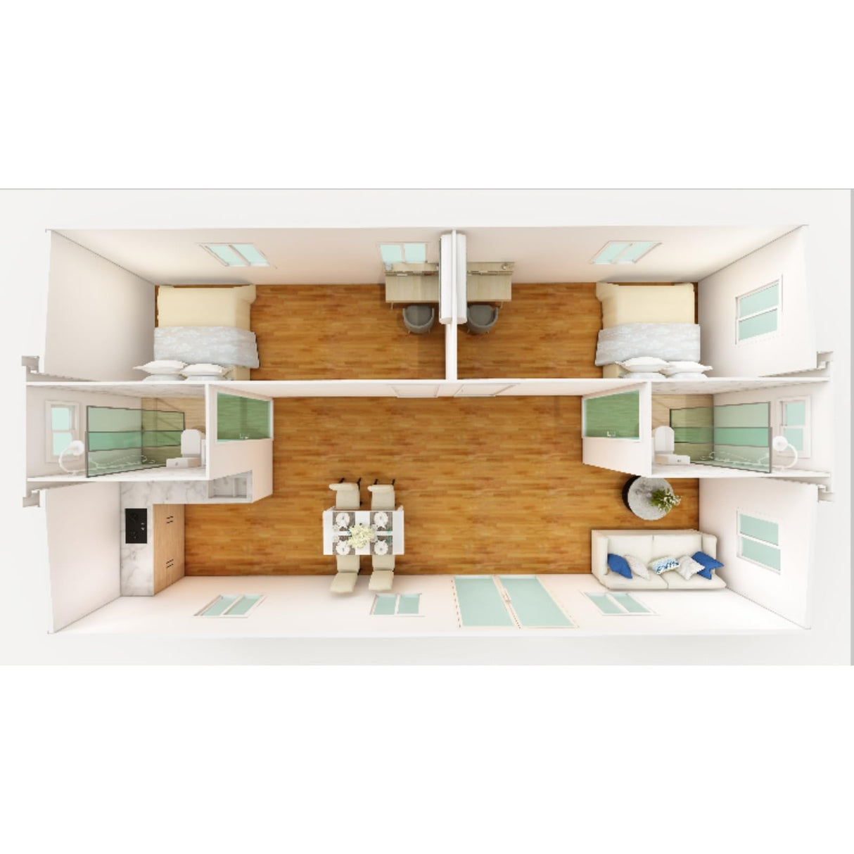 20ft Foldable Prefab Container House Modular Home 3 Bedroom with Bathroom and Kitchen Ideal for Adult Living in Prefab Tiny Homes Generic