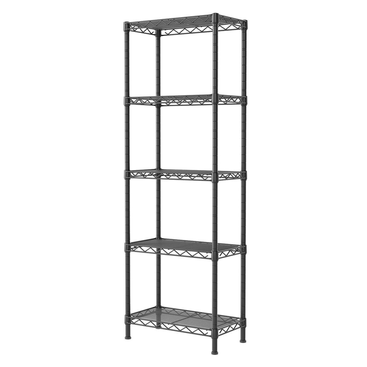 SINGAYE 5 Tier Shelf Wire Shelving Adjustable Storage Shelves Rack Standing Units for Kitchen Closet Laundry Bathroom Organizers Metal Pantry Narrow Mesh Gaps 10" D x 16" W x 55" H Black SINGAYE