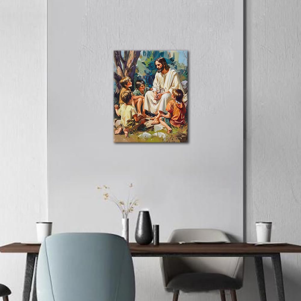 Jesus Paint by Number, Jesus Tells Stories Paint by Numbers, Adult Paint by Number Kits on Canvas Color by Number Painting by Numbers, DIY Oil Number Painting Canvas Arts for Adults, 16 x20 Inch TUMOVO
