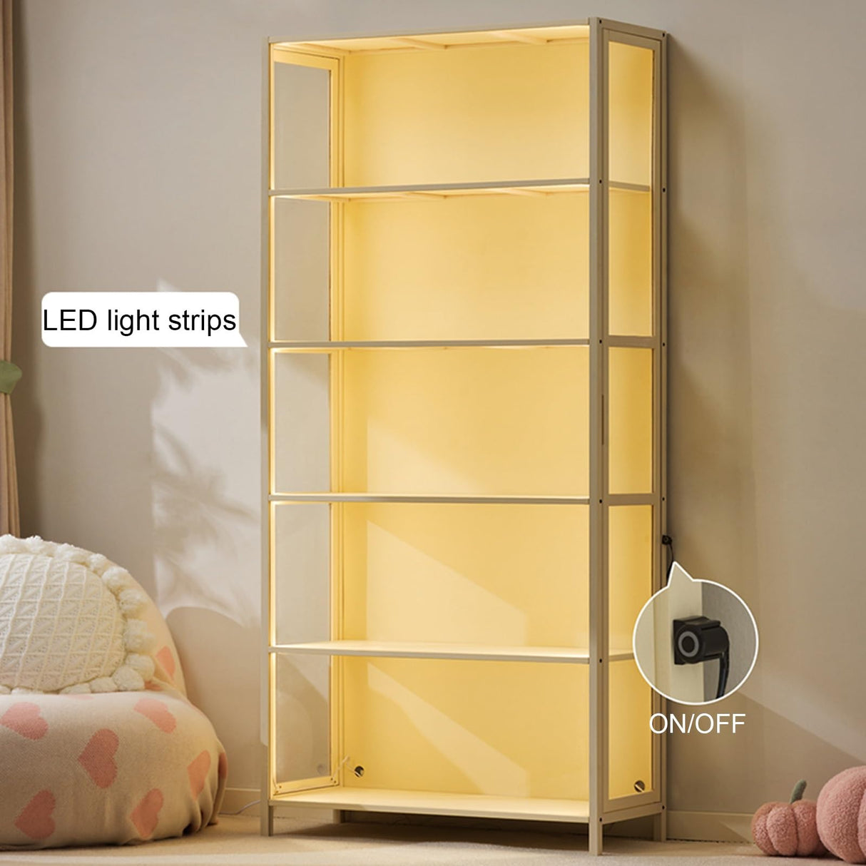 Zkfpet 67" High Display Cabinet with LED Lights, Curio Cabinet with Clear Doors, Collectibles Organizers Rack, for Home, Office(102cm/40in) Zkfpet