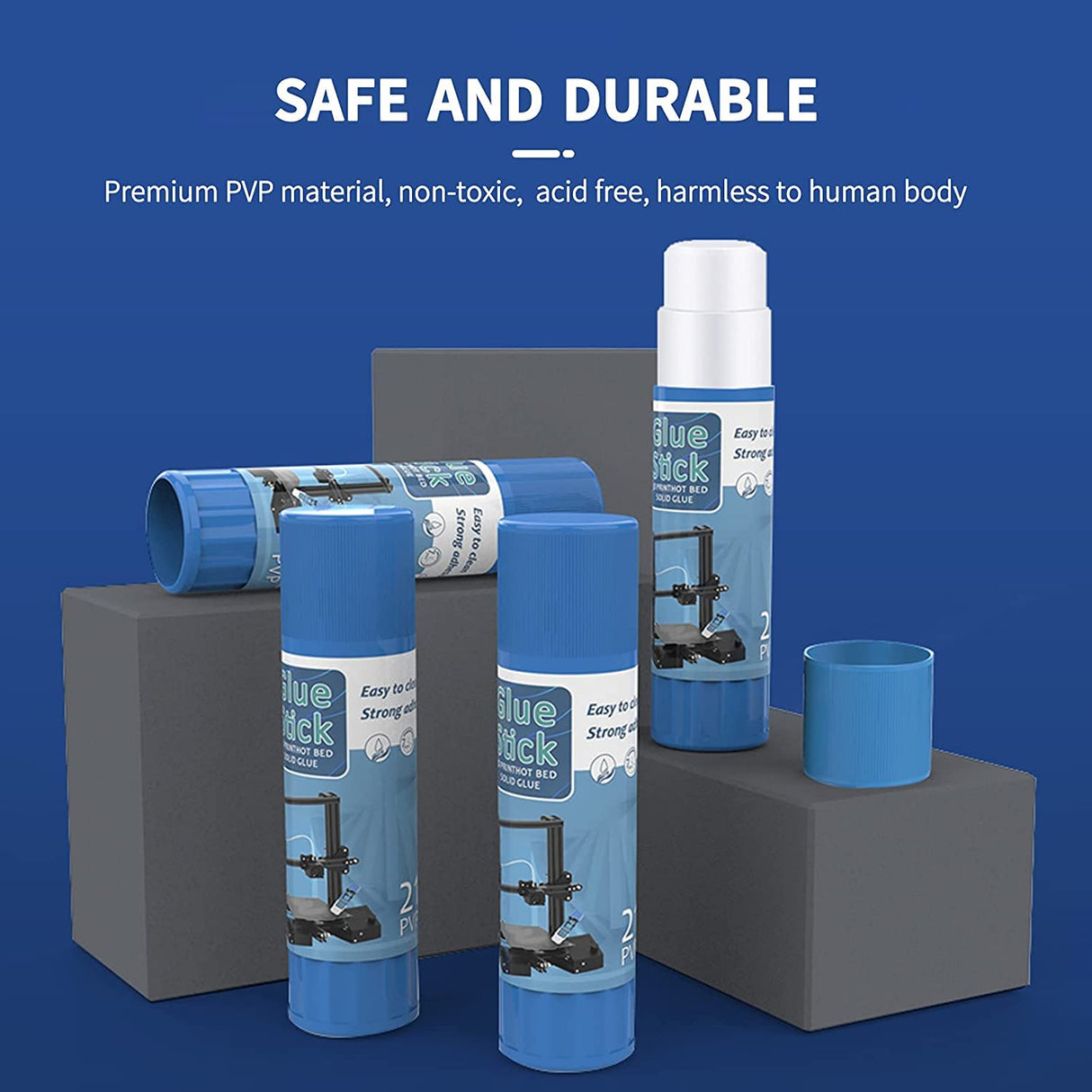 3D Printer Adhesive Glue All-in-One Anti-Warp PVP Solid Glue Stick for Hot or Cold Bed Build Surface (3pcs) Generic