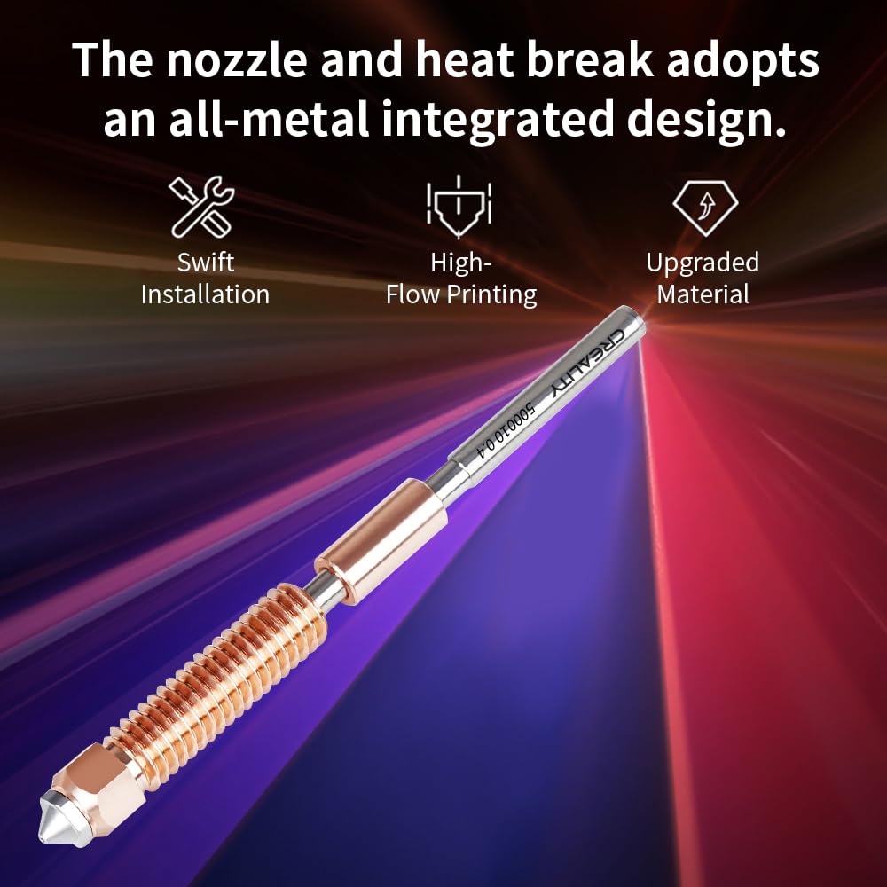 Official Creality K1C Nozzle 0.4mm 2PCS, Unicorn Quick-Swap Ender 3 V3 Nozzle with Titanium Alloy Heat Break, Copper Alloy and Hardened Steel for Creality K1 Max/Ender 3 V3 Plus/3 V3 SE KE 3D Printers Creality