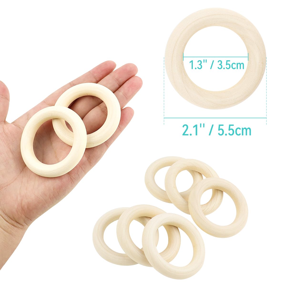 Unfinished Wooden Rings for Craft, Natural Wood Rings Without Paint for Pendant Connectors, Jewelry, DIY Making, Crafts & Home Decor (55mm, 20 Pack) yuntop