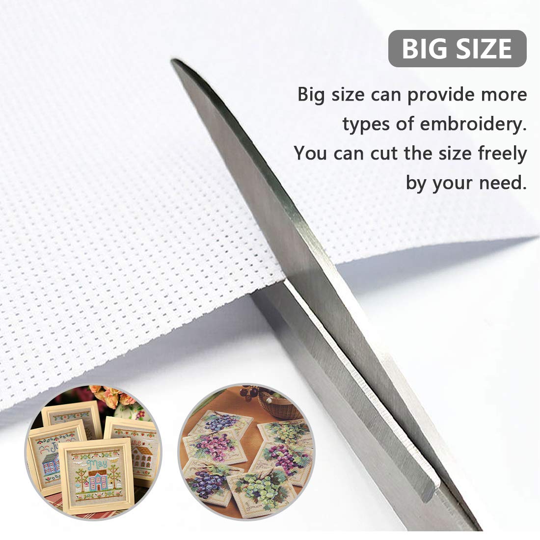 Cross Stitch Aida Fabric 14 Count, 59 by 39 Inch Large Size, Classic Reserve Cross Stitch Aida Cloth for Home DIY Embroidery Decoration MYFAMIREA