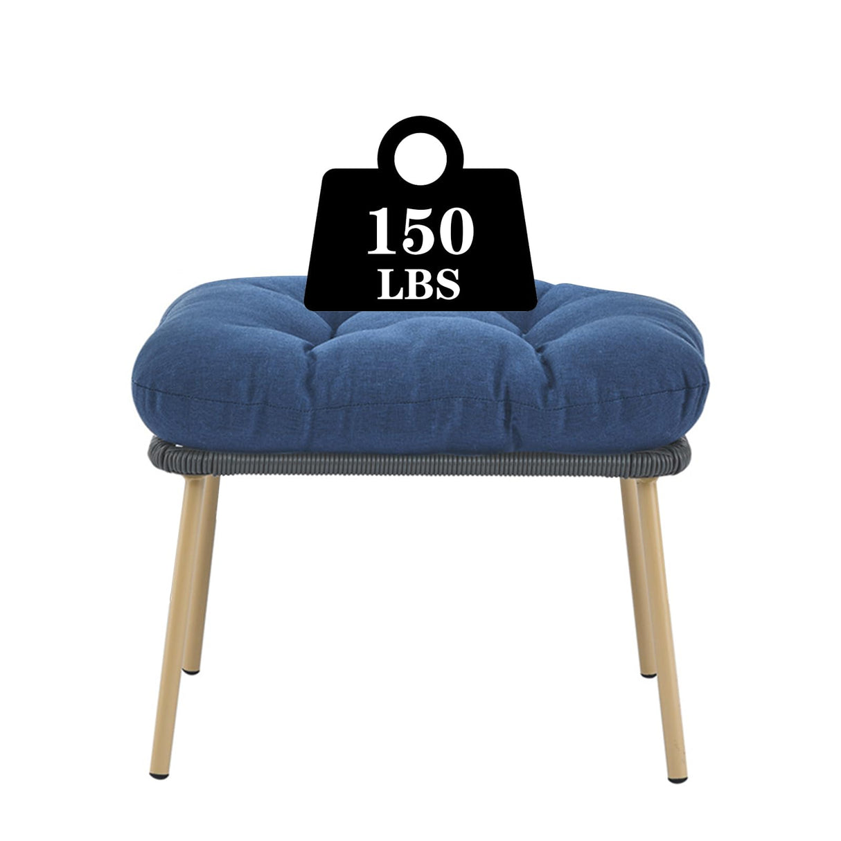 Belord Wicker Egg Chair with Ottoman - 350lbs Capaticy Outdoor Indoor Egg Shaped Basket Lounge Chair with Anti-Rust Stand Water Resistant Cushion with Ties for Patio Balcony Bedroom Living Room Blue Belord