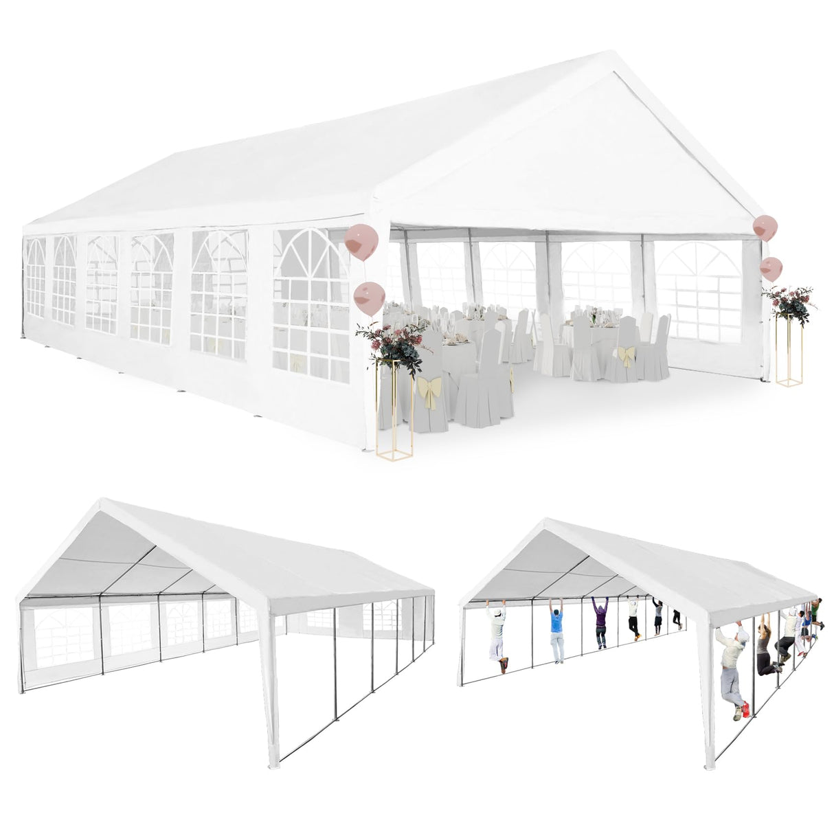 Party Tent 20x40Ft Heavy Duty Outdoor Canopy Tent Carport Gazebo Wedding Tent Carport Event Shelter Large Canopy Tent with Storage Bags SAILARY