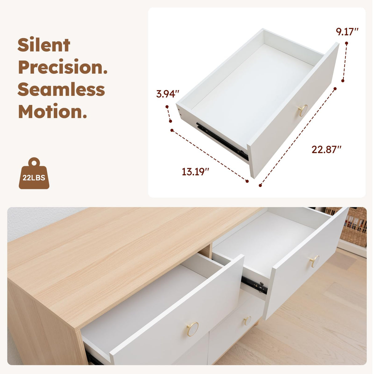 BERRY NEST White Dresser for Bedroom, 6 Drawer Dressers with Solid Wood Legs, Baby Dresser for Kids, Storage for Clothes and Baby Essentials BERRY NEST