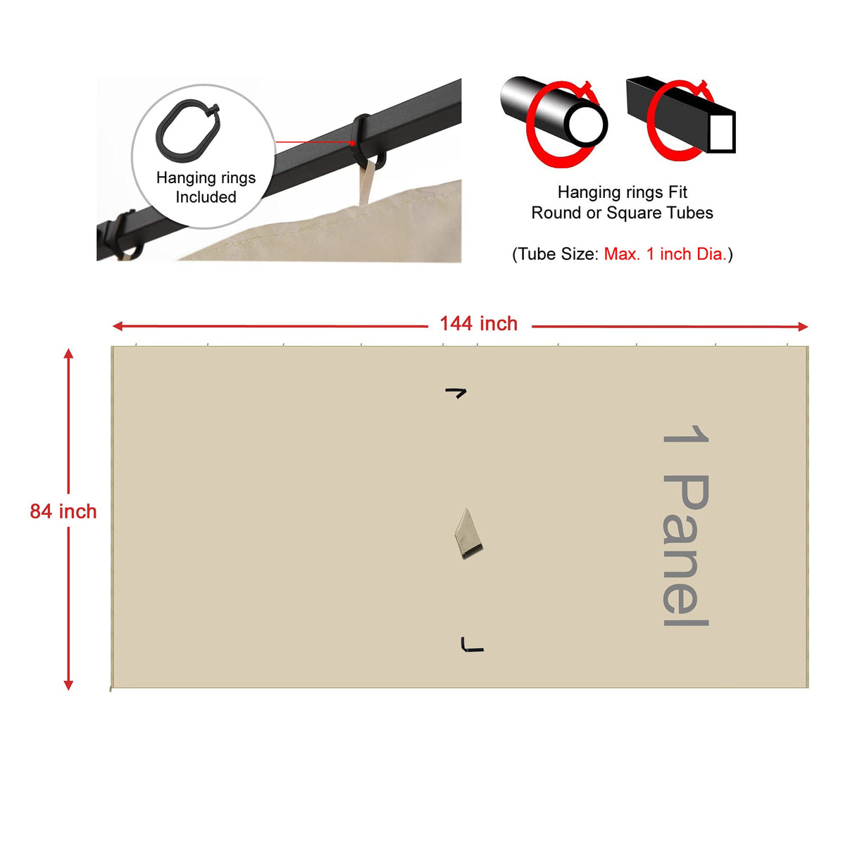 Westcharm Universal Gazebo Curtains 12' X 12' Replacement 4 Panels Privacy Curtain Set for Gazebo Outdoor (Gazebo Privacy Side Wall Set Only) Westcharm