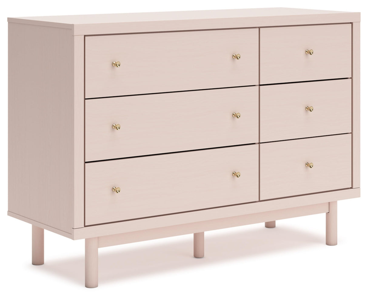 Signature Design by Ashley Wistenpine Modern 6-Drawer Dresser with Safety Stop, Pink Signature Design by Ashley