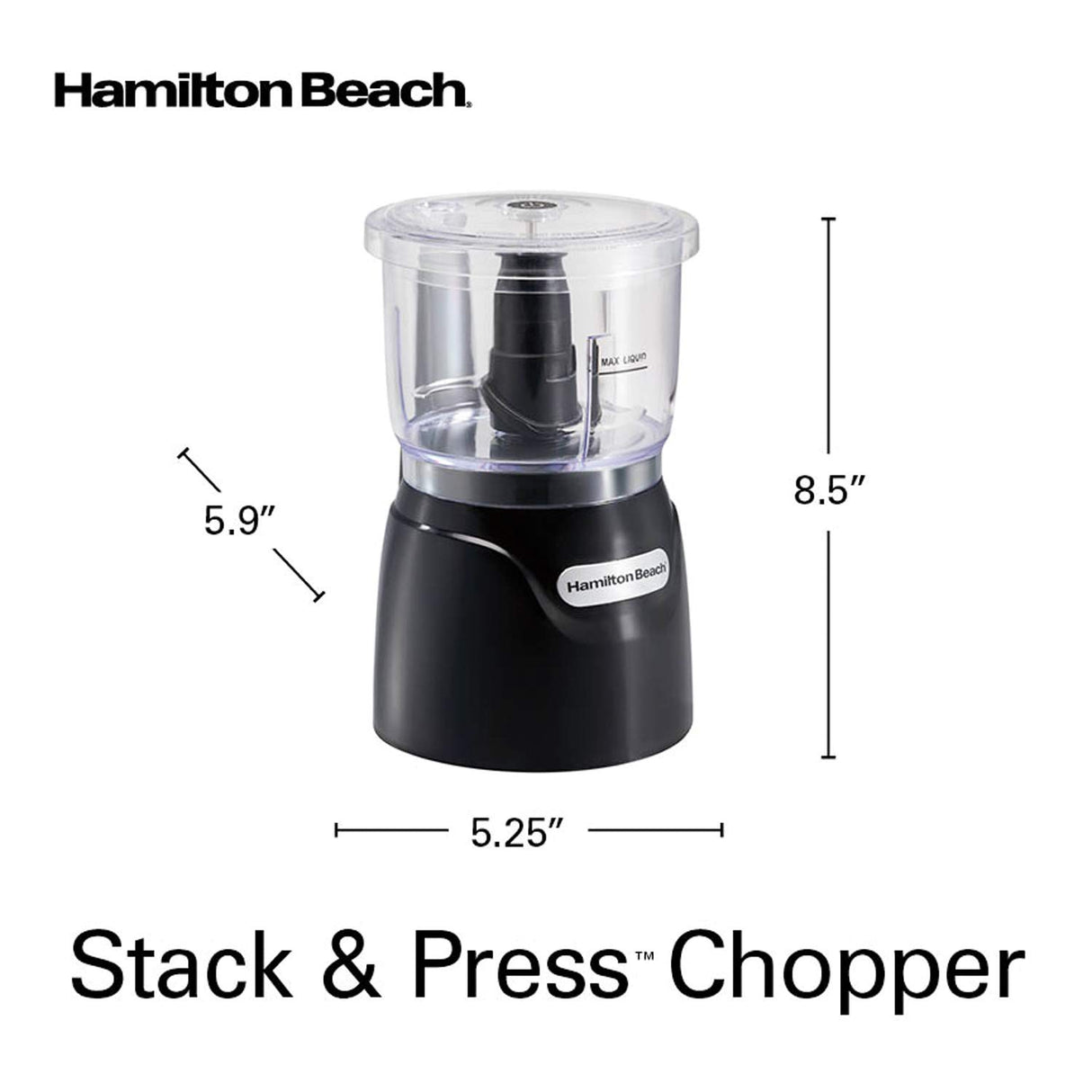 Hamilton Beach Electric Vegetable Chopper & Mini Food Processor, 3-Cup, 350 Watts, for Dicing, Mincing, and Puree, Black (72850) Hamilton Beach