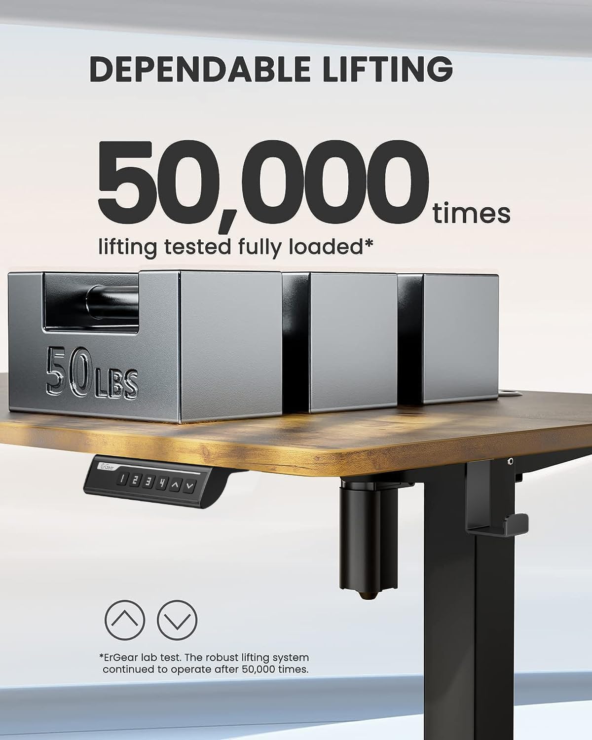 ErGear Height Adjustable Electric Standing Desk, 63 x 28 Inches Sit Stand up Desk, Memory Computer Home Office Desk (Vintage Brown) ErGear