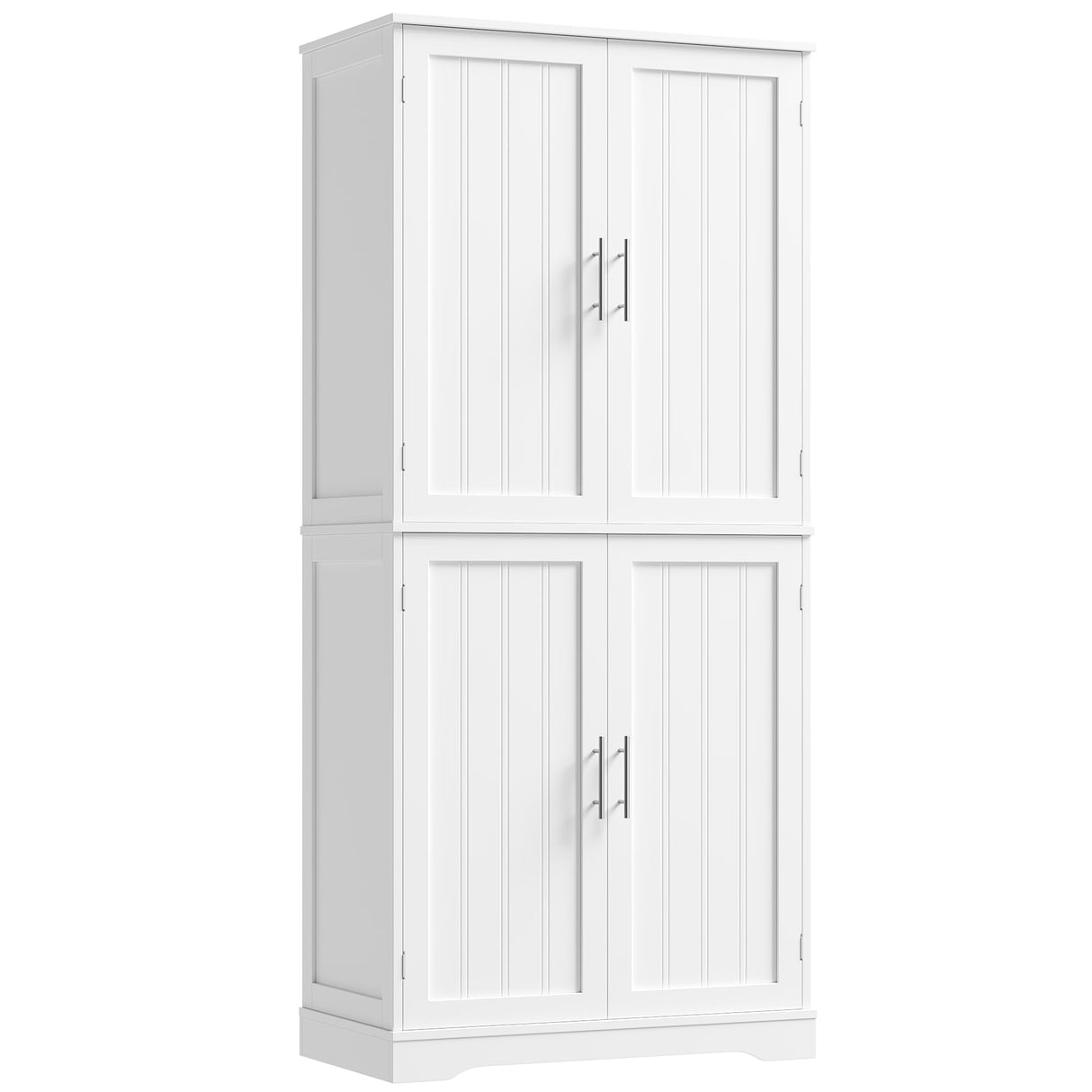 HITHOS 71.3" Tall Kitchen Pantry Storage Cabinet, Modern Hutch Cabinet with Storage Shelves, Food Pantry Cabinet with Storage & Silver Handle, Freestanding Cupboard for Dining Room, Living Room, White HITHOS