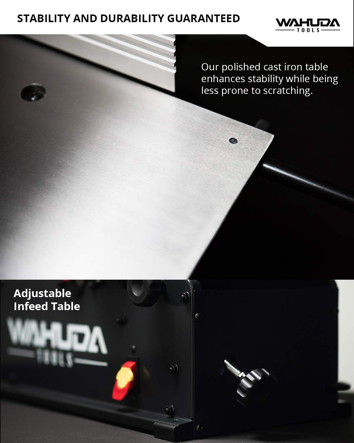 Wahuda Tools Jointer - 8-inch Benchtop Wood Jointer, Spiral Cutterhead Portable Jointer, Cast Iron Tables w/Pull Out Extensions, 4-Sided Carbide Tips WAHUDA TOOLS