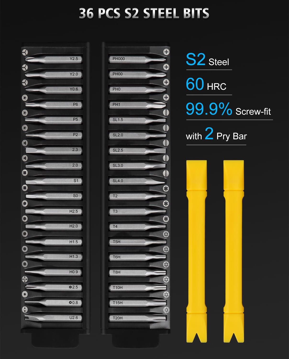 STREBITO 3.7V Mini Electric Screwdriver, 42-in-1 Precision Electric Screwdriver Kit, 36 S2 Magnetic Bits, Mini Power Screwdriver with Display, Electric Screwdriver Cordless for Electronic Laptop Phone STREBITO