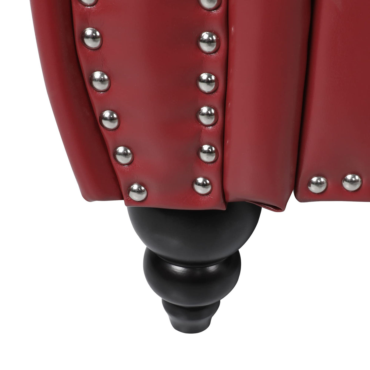 RARZOE Traditional Chesterfield PU Loveseat Sofa, Modern Vintage Chesterfield Button Tufted Faux Leather Couch with Nailhead Trim Scrolled Arms for Living Room Bedroom Office(Burgundy) RARZOE