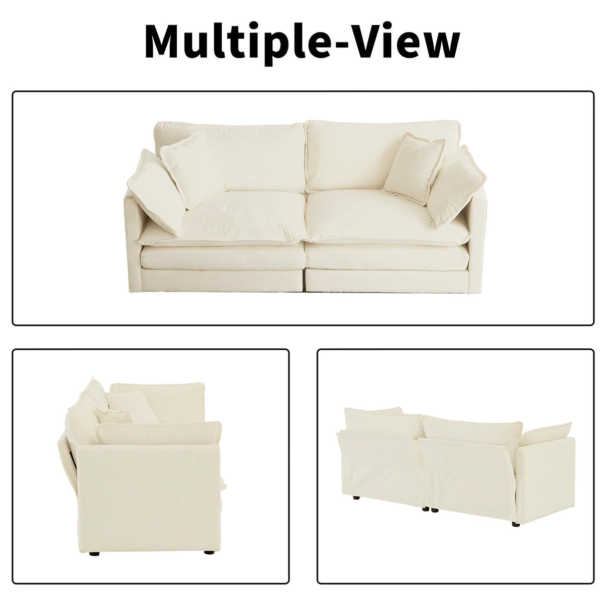 76.7” Oversized Beige White Loveseat Sofa, 2 Seater Large Sectional Couches for Living Room, Chenille Fabric Modular Sectional Sofa, Deep Seat Home Sofas Set, Love Seat Couches ZenNook