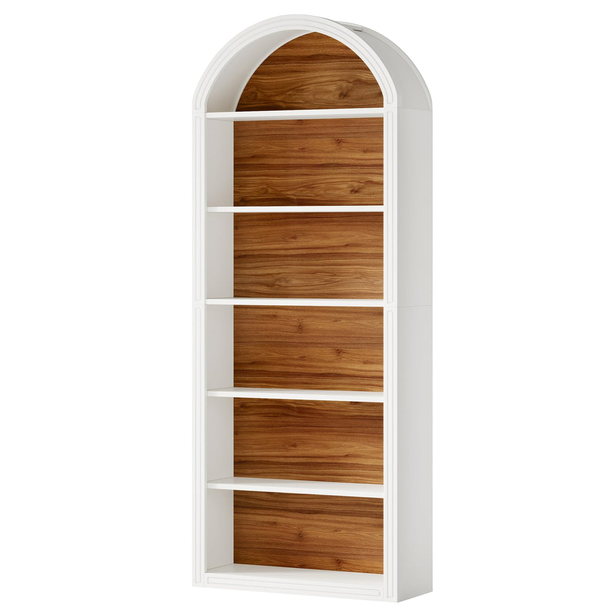 Tribesigns 6-Tier White Arched Bookshelf, 77.16" Tall Arched Bookcase with Storage Shelves, Floor Standing Open Display Shelving Unit for Living Room, Bedroom, Home Office (White, 6-Tier) Tribesigns