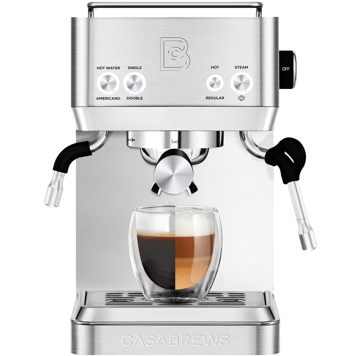 CASABREWS Espresso Machines with Milk Frother, 20 Bar Espresso Maker with Hot Water Wand for Americano, Latte, Cappuccino, Espresso Coffee Machine with Adjustable Temperature, Gifts for Coffee Lovers CASABREWS