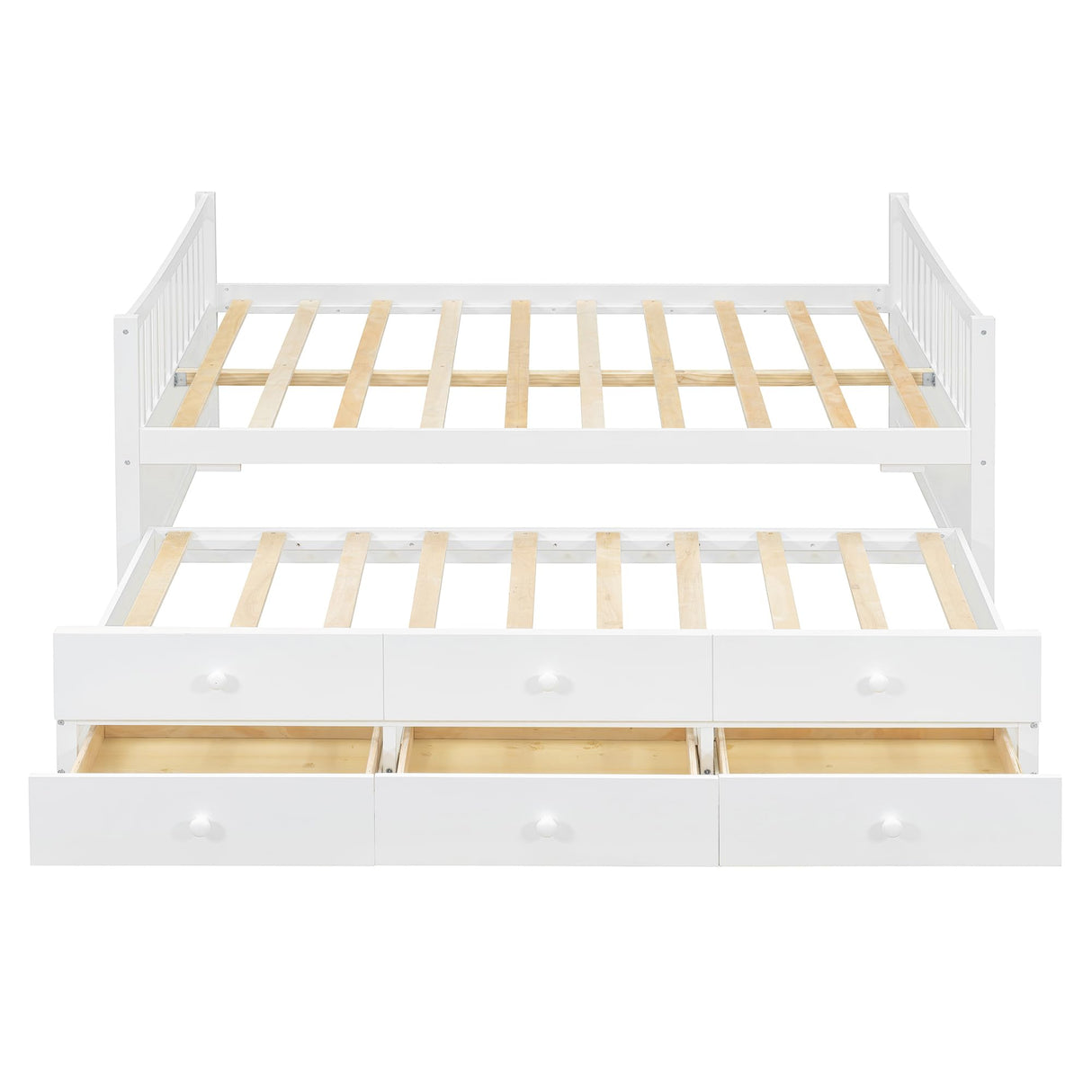 Harper & Bright Designs Full Size Daybed with Twin Size Trundle and 3 Storage Drawers, Wood Full Captain’s Bed with Trundle Bed, Full Platform Bed Great for Kids Guests Sleepovers (White) Harper & Bright Designs