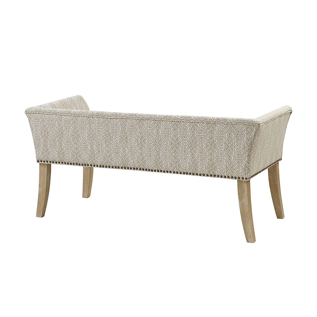 Madison Park Accent Bench for Living Room, Upholstered with Nailhead Trim, & Padded Seat Entryway Bench Small, Bedroom Furniture, End of Bed Bench with Back, 49.5" W x 19.25" D x 23" H, Taupe Multi Madison Park