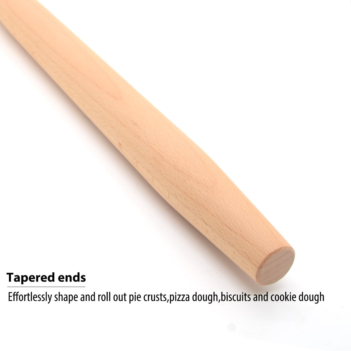 TUSIWIT Wooden French Rolling Pin for Baking and Pastry (beech wood, 16 inches) TUSIWIT