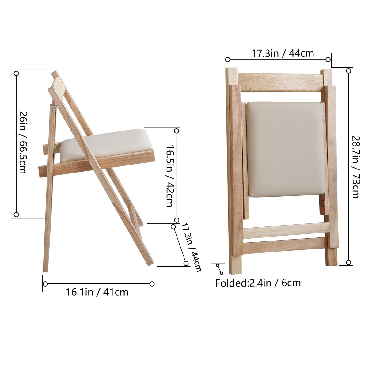 COMUHOME Folding Dining Chairs with Padded Seat Lightweight sillas para Fiestas,2 Pack Folding Chair for Dinner,Party Wedding,Picnic Event, 196LB Weight Capacity(Wood) COMUHOME