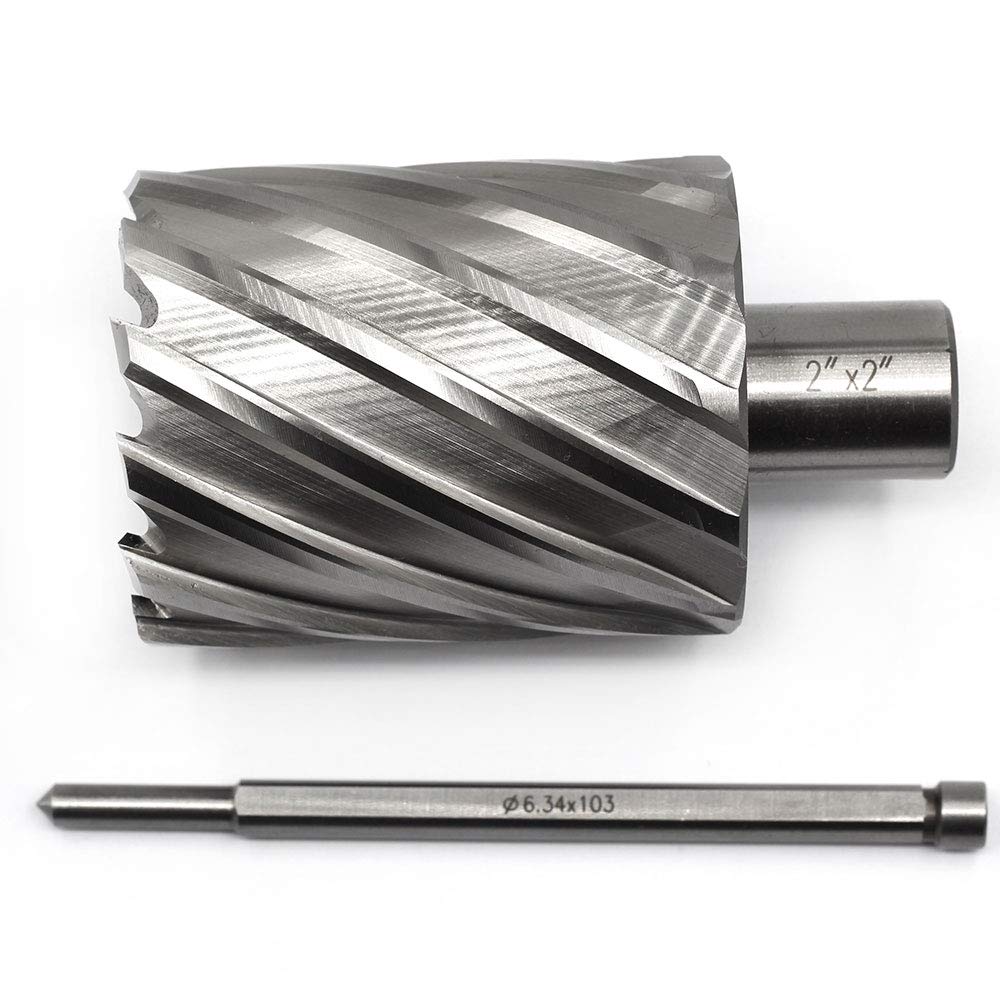 Annular Cutter JESTUOUS 3/4 Inch Weldon Shank 2 Cutting Diameter 2 Cutting Depth with Pilot Pin Slugger Bits Two Flat HSS Kit for Magnetic Drill Press,1 Piece JESTUOUS