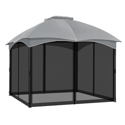 COWVIE Gazebo Replacement Netting Screen, 10' x 10' Universal Gazebo 4-Panel Mosquito Sidewalls with Double Zippers for Outdoor Patio (Only Netting)