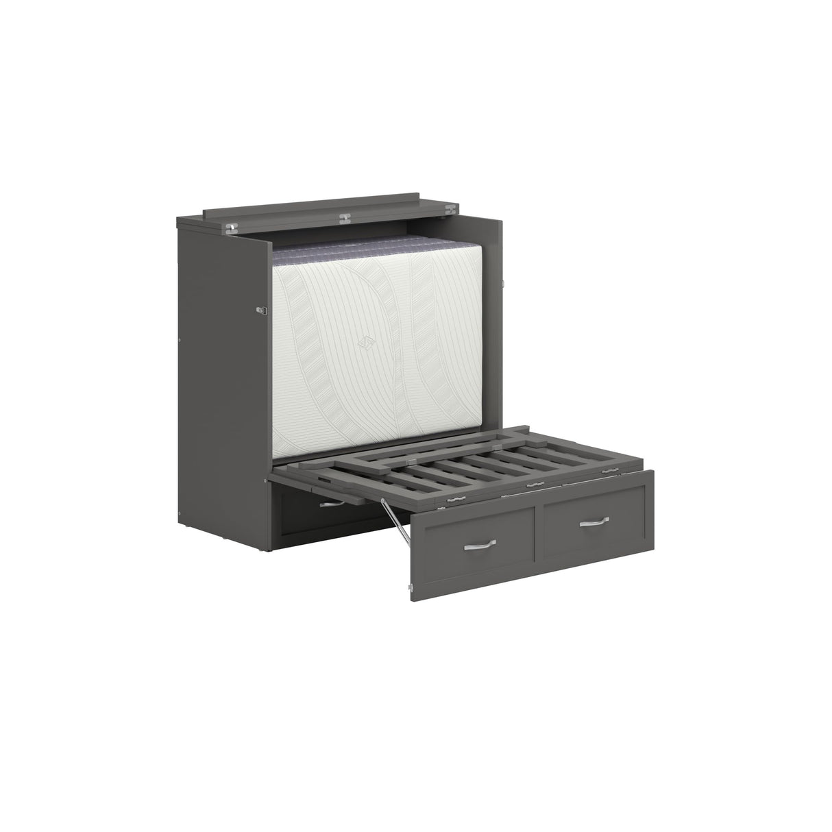 AFI, Northfield Murphy Bed Chest Twin XL with 6" Mattress, Storage Drawer & Built-in USB Charger, Grey AFI