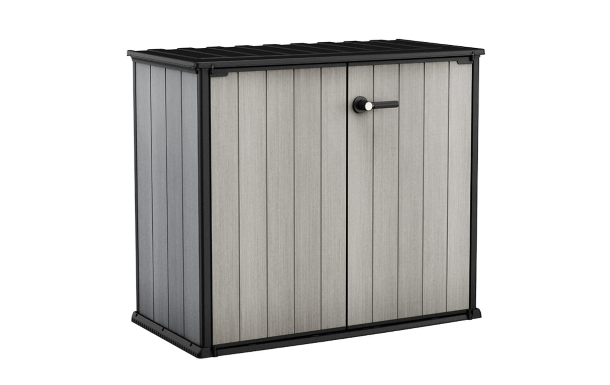 Keter Patio Store 4.6 x 4.0 ft. Resin Outdoor Storage Shed with Paintable and Drillable Walls for Customization-Perfect for Yard Tools and Pool Toys, Grey Keter