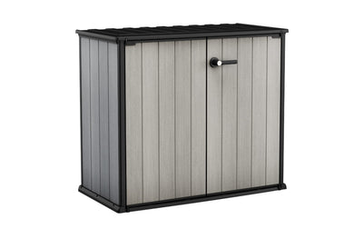 Keter Patio Store 4.6 x 4.0 ft. Resin Outdoor Storage Shed with Paintable and Drillable Walls for Customization-Perfect for Yard Tools and Pool Toys, Grey