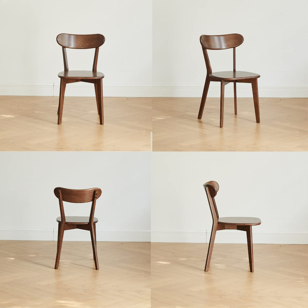 Bamskov 100% Solid Oak Wood Dining Room Chairs - Practical Kitchen Chairs - Wood Chair for Dining Room, Kitchen (1, Walnut) Bamskov