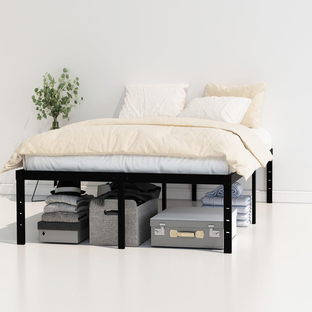 Maenizi Full Size Bed Frame No Box Spring Needed, 20 Inch Heavy Duty Metal Platform Bed Frame Full Support Up to 3000 lbs, Easy Assembly, Noise Free, Black Maenizi
