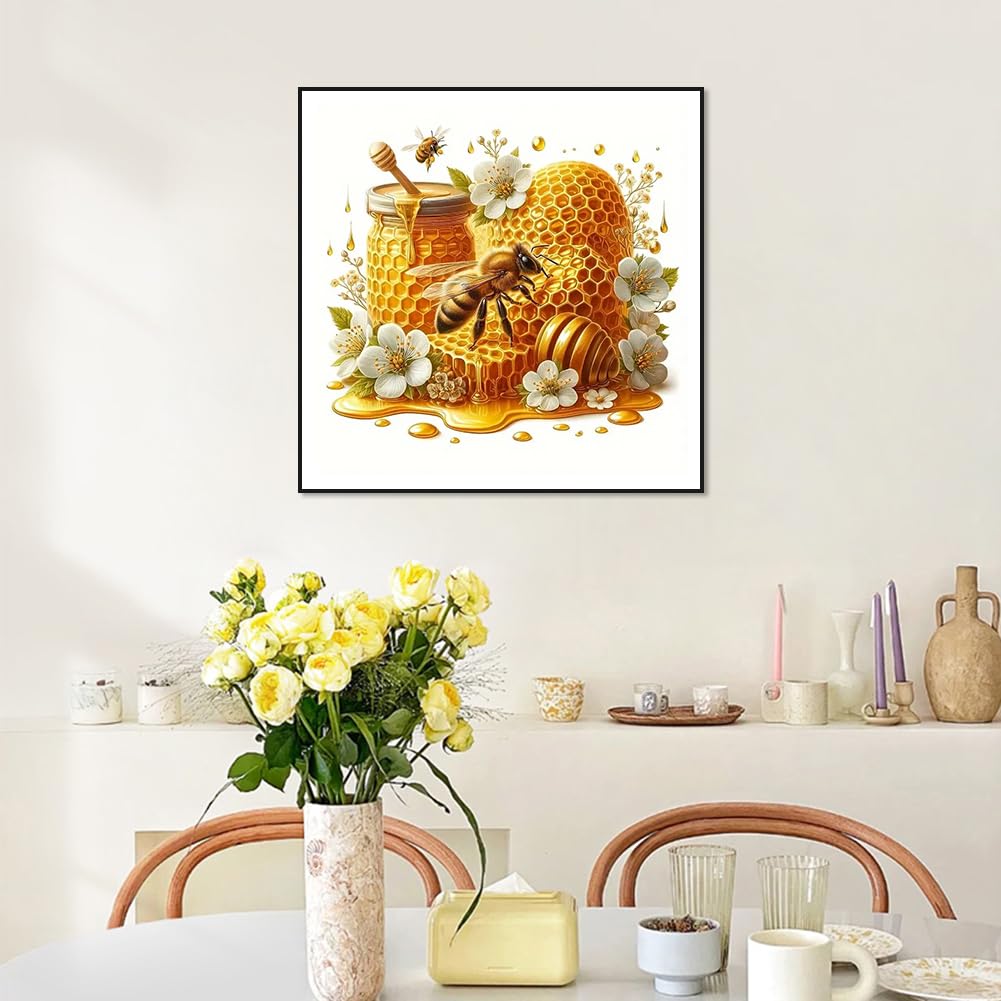 Acudotr Bee Diamond Painting Kits for Adults, 5D DIY Diamond Art Kits for Beginners, Full Drill Diamond Painting Kits for Home Wall Decor, 12x12 Inch Acudotr