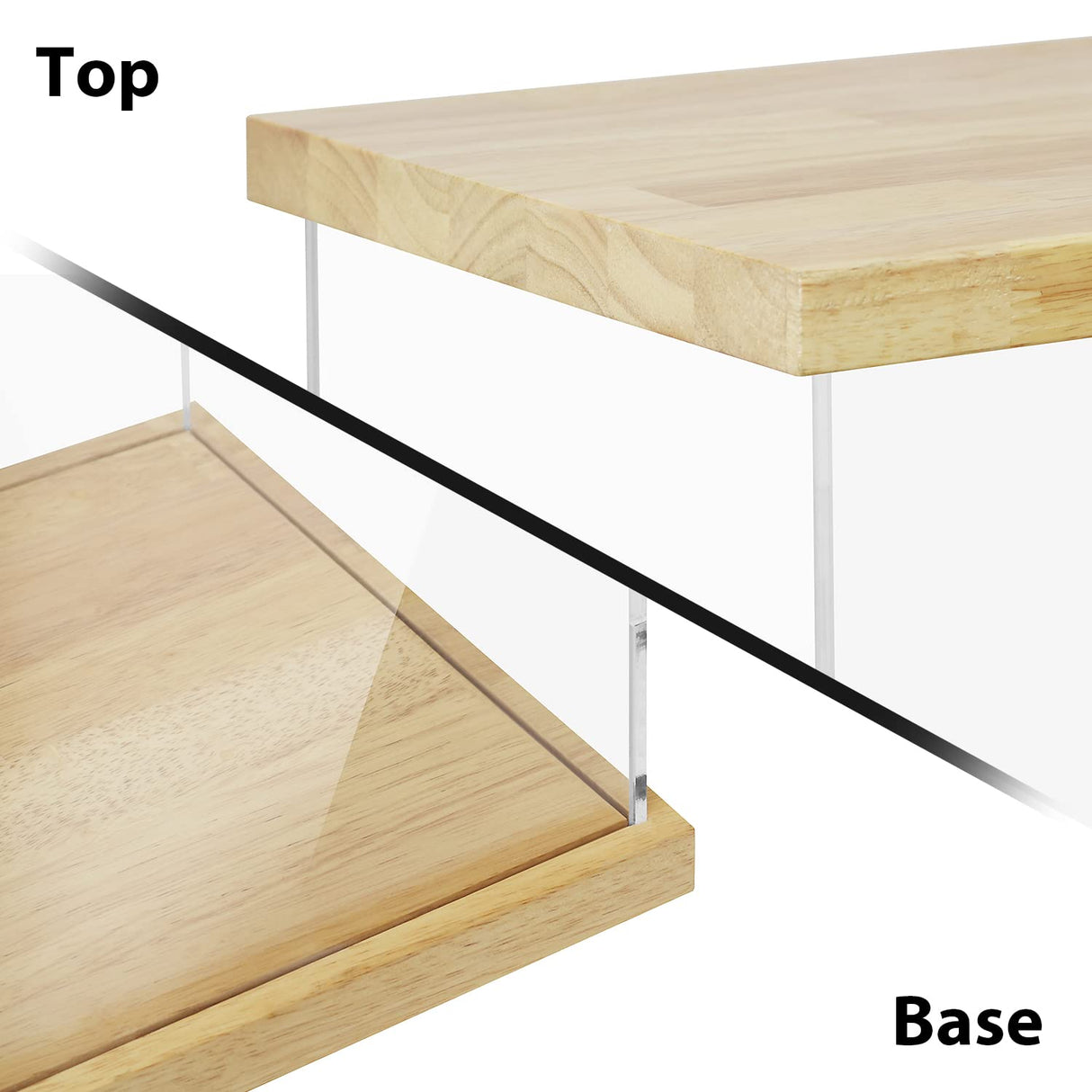 Clear Acrylic Display Case with Solid Butcherblock Base and Top for Trophy, Collectibles, Assemble Cube Display Box Stand Dust Proof Protection BenchPro