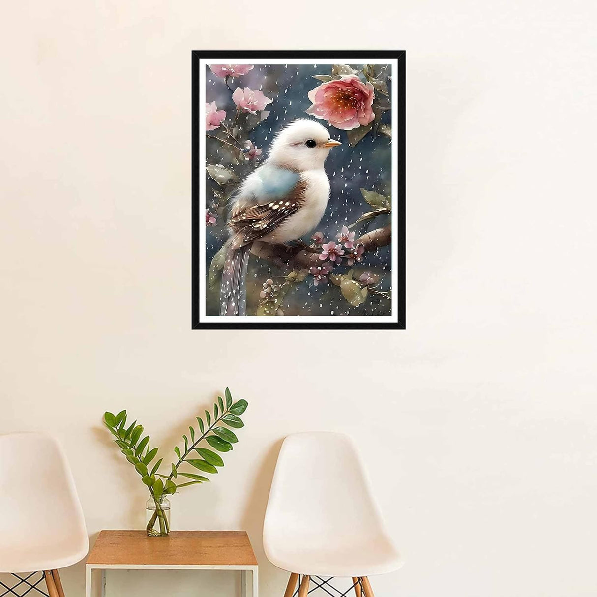 AIBOERL Diamond Painting Kits Bird Flower for Adults, Full Drill Diamond Dots Paintings for Beginners, Round 5D Paint with Diamonds Pictures Gem Art Kits for Home Wall Decor (11.8 * 15.8 inch) AIBOERL