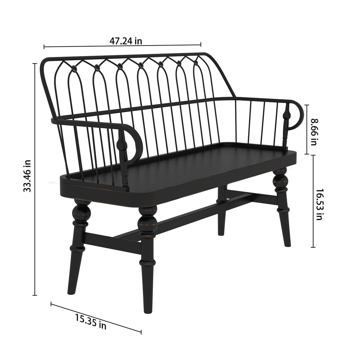 DIBRATY Entryway Bench,Spindle Back Wooden Dinning Bench, Farmhouse Foyer Bench for Entryway, Living Room, Dinning Room, Mudroom DIBRATY