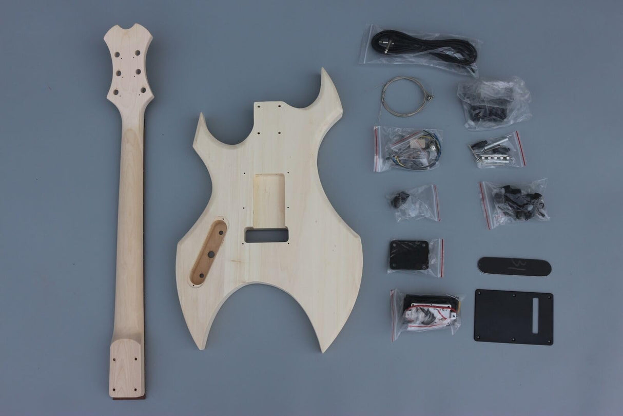 WUQIMUSC DIY electric guitar kits Basswood Guitar Body Mahogany Neck 24 fret 25.5 inch build on your own WoodArtSupply