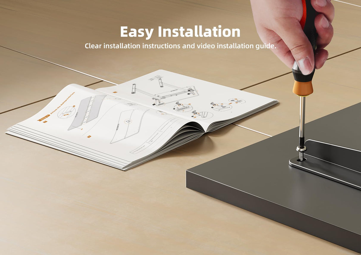 Seang Standing Desk with Adjustable Height, 48x24 Inch Electric Stand Up Desk for Home Office, Studio, Computer Workstation, Black Top Seang