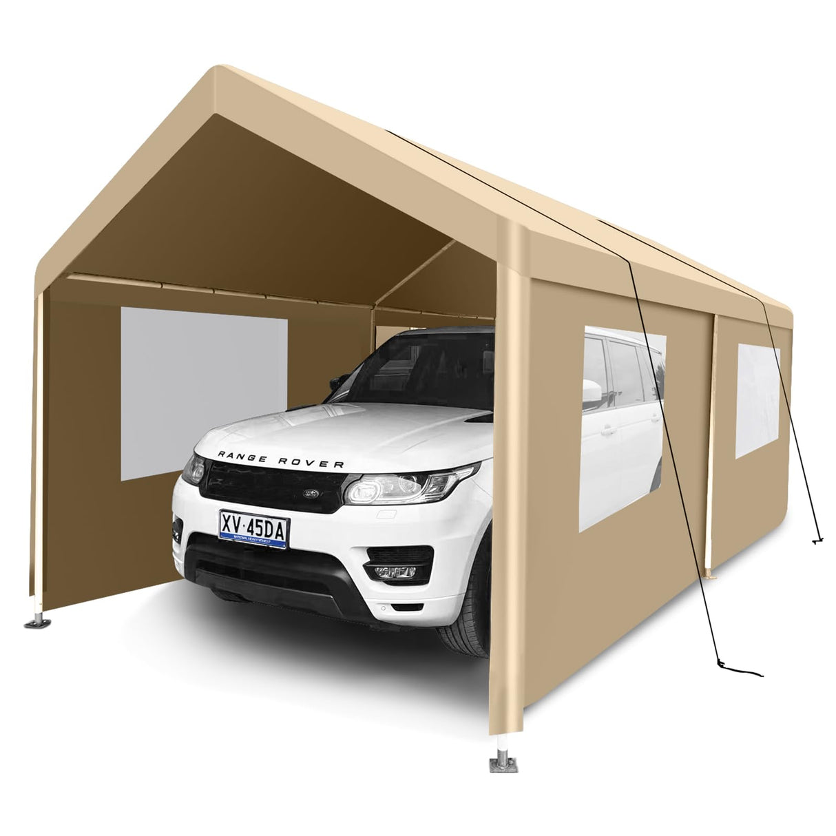 Jintop 10×20 Carport,Heavy Duty Metal Portable Carport Garage,with Roll-up Door Windows,Outdoor Storage Shelter w/Waterproof and Removable Sidewalls,Large Car Tent Gazebo for SUV,Truck,White Jintop