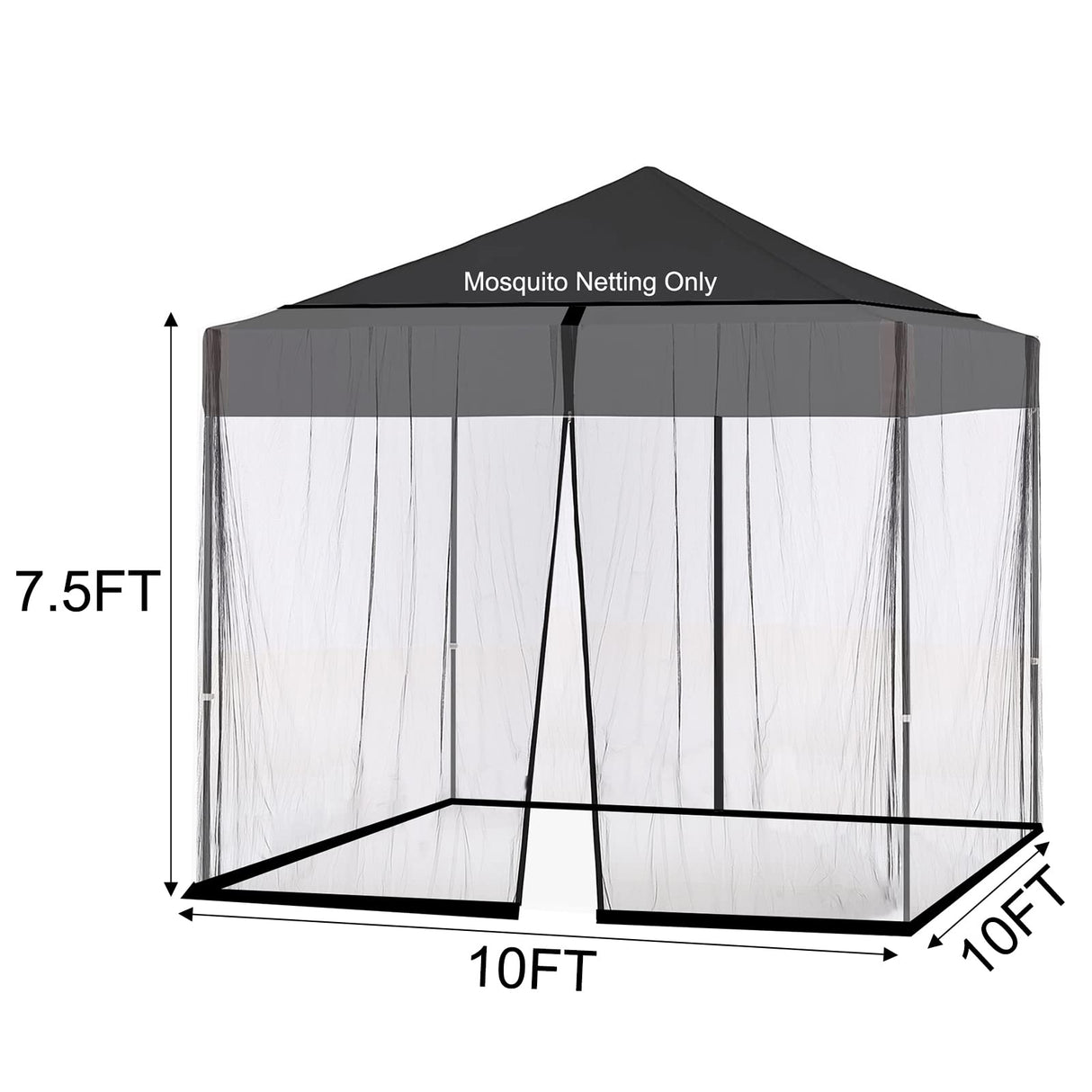 DOOSARG Umbrella Netting for Outdoor Umbrellas, Patio Umbrella Mosquito Netting for 15FT Double-Sided Umbrella, with Double Zipper Door and Adjustable Rope, (Black) (15FT) DOOSARG